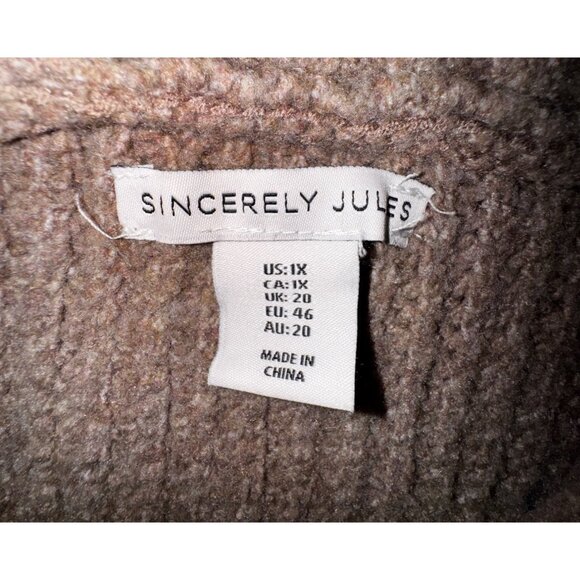 Cable Knit Half-Zip Sweater Womens 1X Sincerely Jules Tan Ribbed Y2k Chunky Cute - Picture 5 of 7